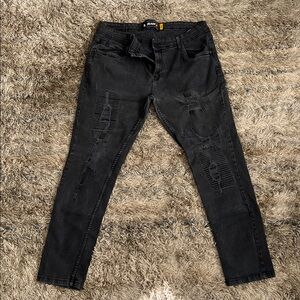 Raw X: Men's Black Ripped Skinny Jeans